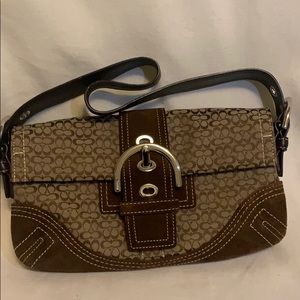 Brown Coach baguette purse